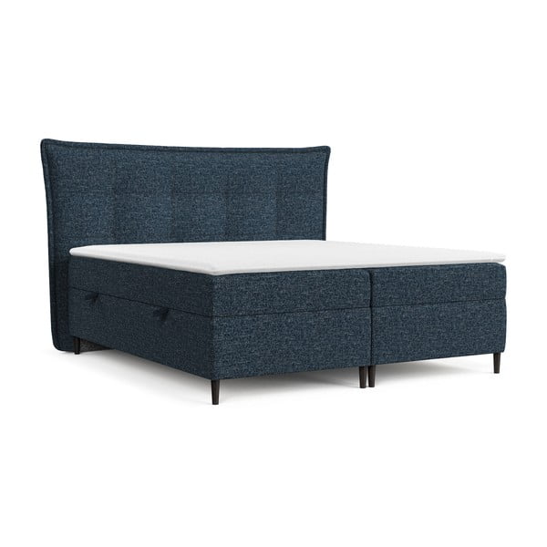 Ciemnoniebieskie łóżko boxspring ze schowkiem 180x200 cm Sinai – Maison de Rêve