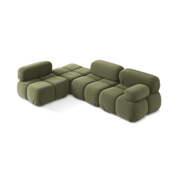 Jasnozielony aksamitny narożnik modułowy (lewostronny) Lokua – Makamii-image-2