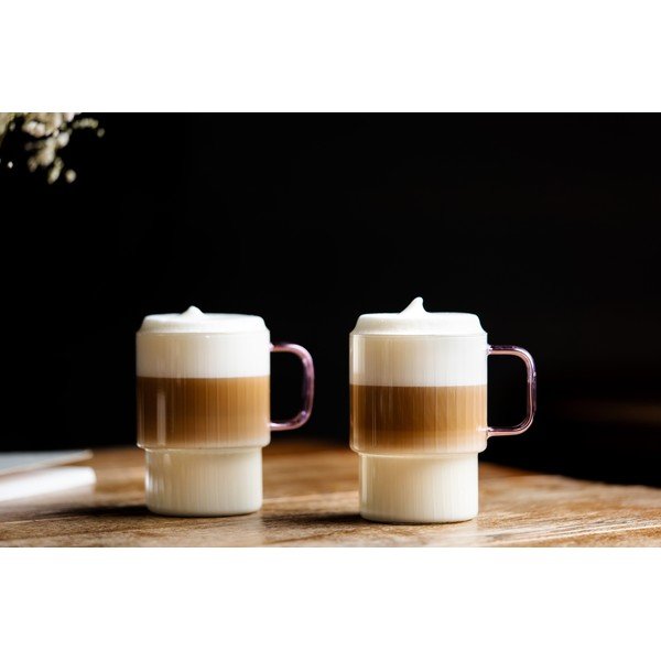 Różowe szklane kubki zestaw 2 szt. do cappuccino 350 ml Livio – Vialli Design-image-1