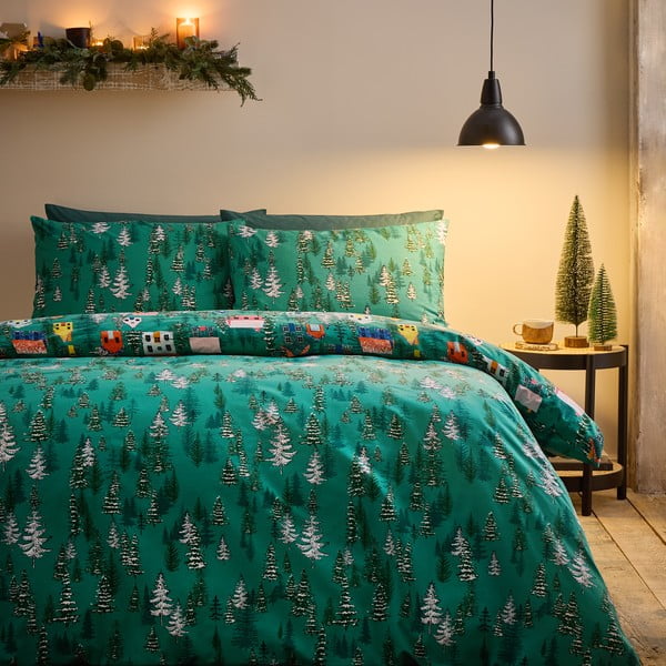 Zielona pościel dwuosobowa 200x200 cm Festive Forest – Catherine Lansfield-image-1