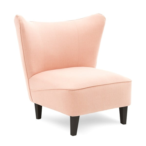 Różowy fotel z ciemnymi nogami Vivonita Sandy