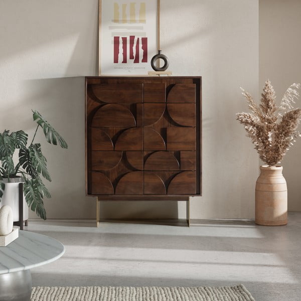 Brązowa szafka z litego drewna mango 90x120x40 cm Trisha – MOME-image-1