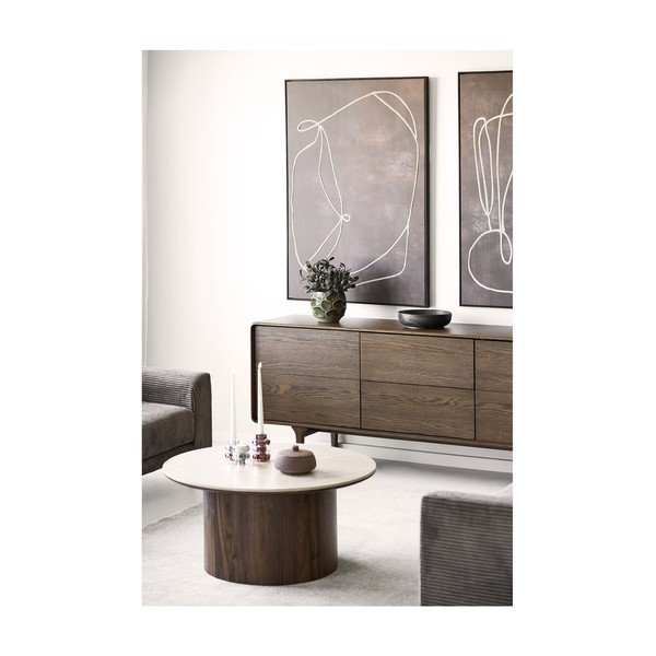Ciemnobrązowa komoda w dekorze dębu 180x75x45 cm Darwin – House Nordic-image-2