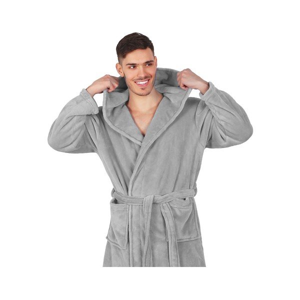 Szary szlafrok z mikrowłókna unisex DecoKing Robby, rozm. XS-image-3