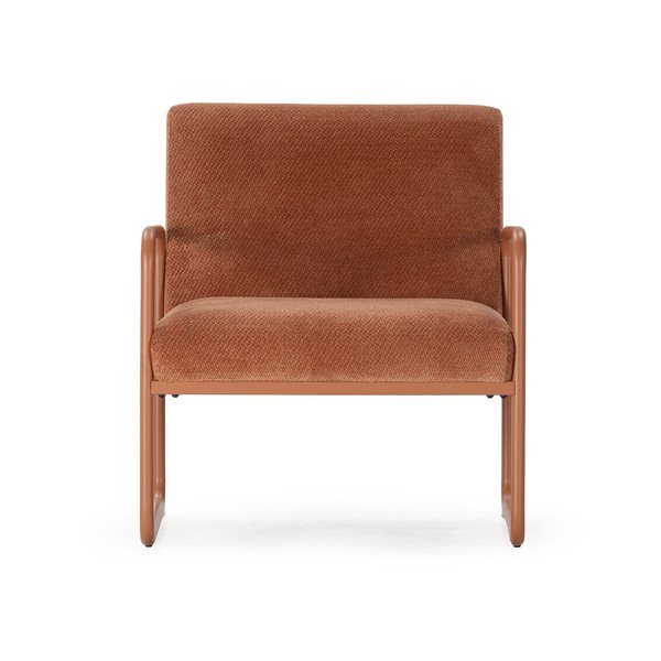 Fotel z tkaniny szenilowej w kolorze terakoty Vince – MOME-image-2