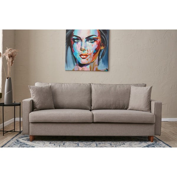 Jasnobrązowa rozkładana sofa 210 cm Eva – Balcab Home-image-1