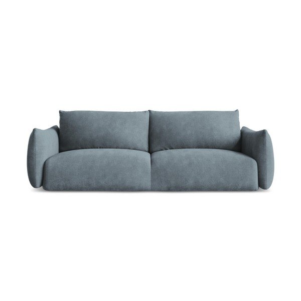 Niebieska rozkładana sofa z tkaniny szenilowej 230 cm Leila – Makamii