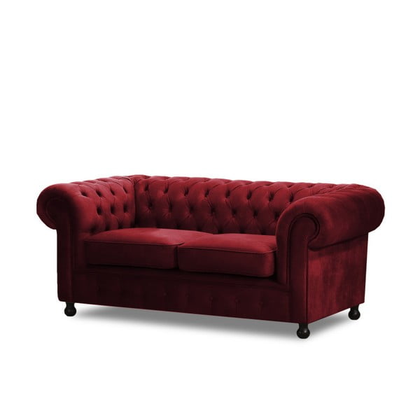 Czerwona sofa dwuosobowa Wintech Chesterfield