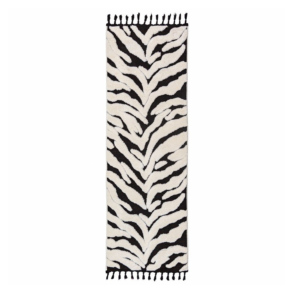 Czarno-biały chodnik 80x300 cm Esra Zebra – Flair Rugs