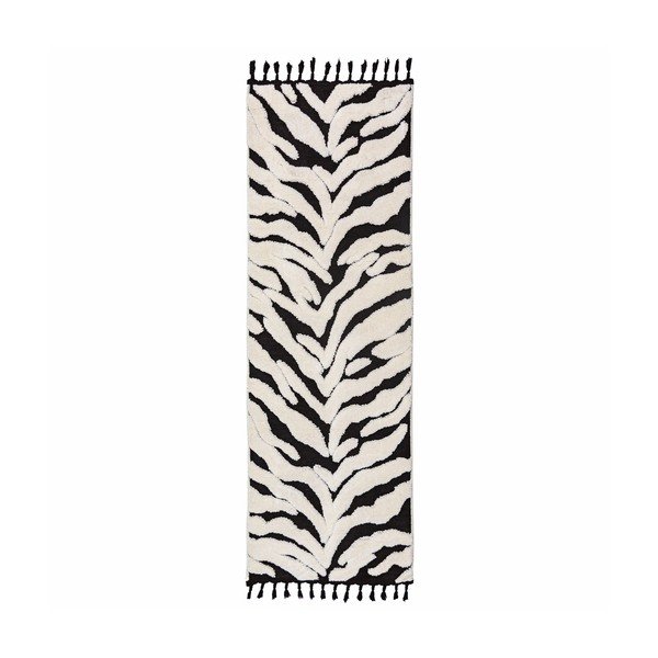 Czarno-biały chodnik 80x300 cm Esra Zebra – Flair Rugs