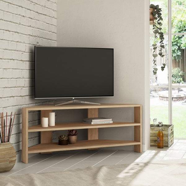 Szafka pod TV w dekorze dębu w naturalnym kolorze 114x45x36 cm Thales Corner – Kalune Design-image-1