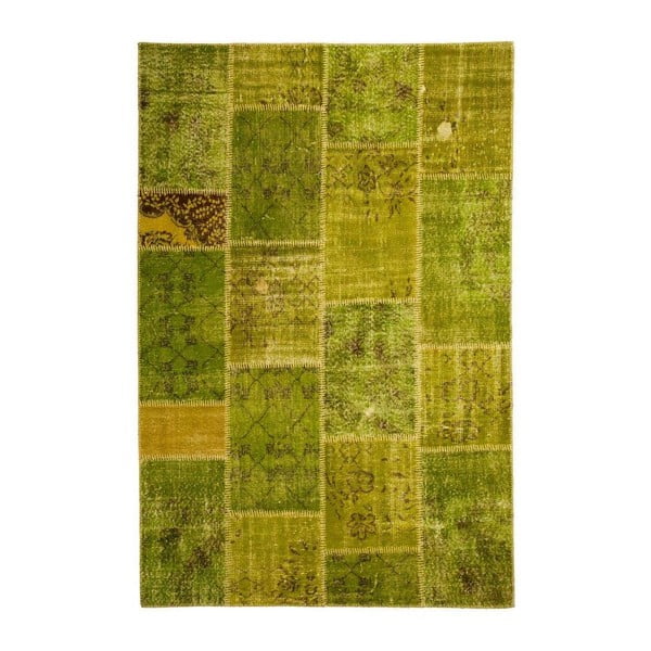 Dywan wełniany Allmode Patchwork Green, 180x120 cm