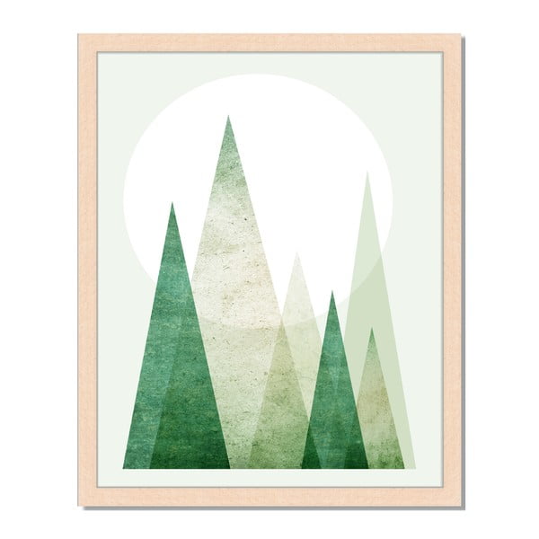 Obraz w ramie Liv Corday Scandi Green Mountains, 40x50 cm