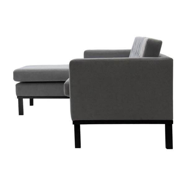 Jasnoszara sofa z czarnymi nogami Vivonita Johan, lewy róg-image-4