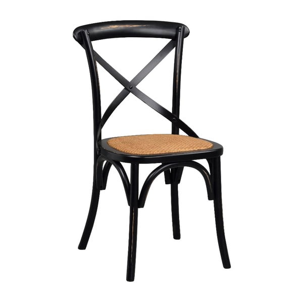 Czarne krzesło do jadalni z rattanowym siedziskiem Rowico Gaston