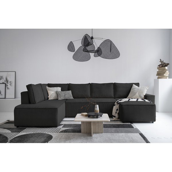 Antracytowy sztruksowy rozkładany narożnik (lewostronny/w kształcie litery U) Brave Dave – Miuform-image-3