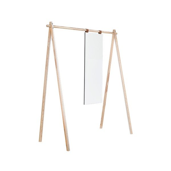 Wieszak z drewna sosnowego z lustrem Karup Design Hongi Natural-image-3