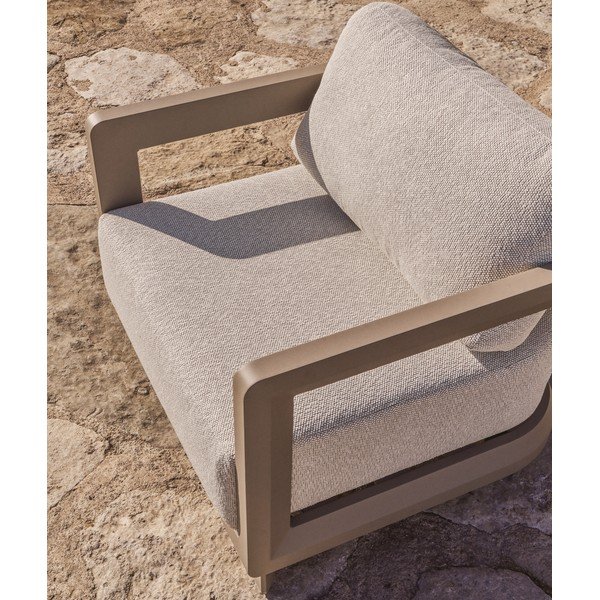 Kremowy/szarobrązowy tapicerowany fotel ogrodowy Nerano – Kave Home-image-4