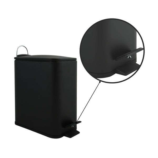 Stalowy kosz na śmieci z pedałem w kolorze matowej czerni 5 l   Erik – Spirella-image-2