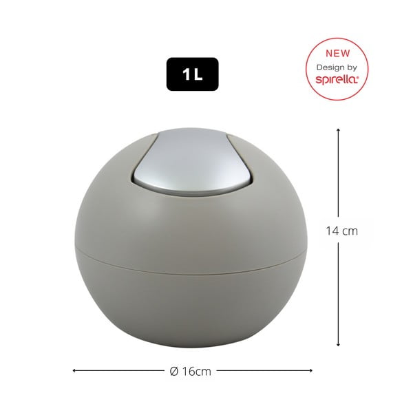 Szarobrązowy plastikowy kosz na śmieci 1 l   Bowl Matt – Spirella-image-2