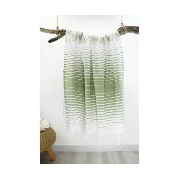 Zielony ręcznik Hammam Infinit Style, 100x180 cm