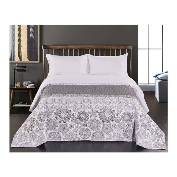 Biało-szara narzuta dwustronna z mikrowłókna DecoKing Alhambra, 220x240 cm-image-4