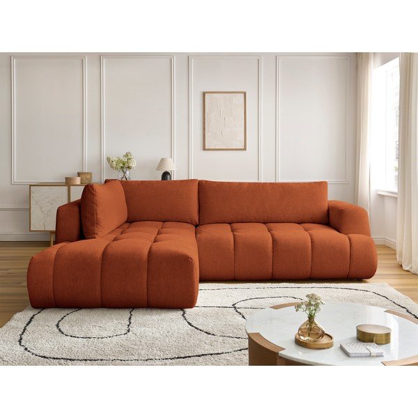 Ceglasty rozkładany/ze schowkiem narożnik (lewostronny/w kształcie litery L) Fuji – Bobochic Paris-image-1