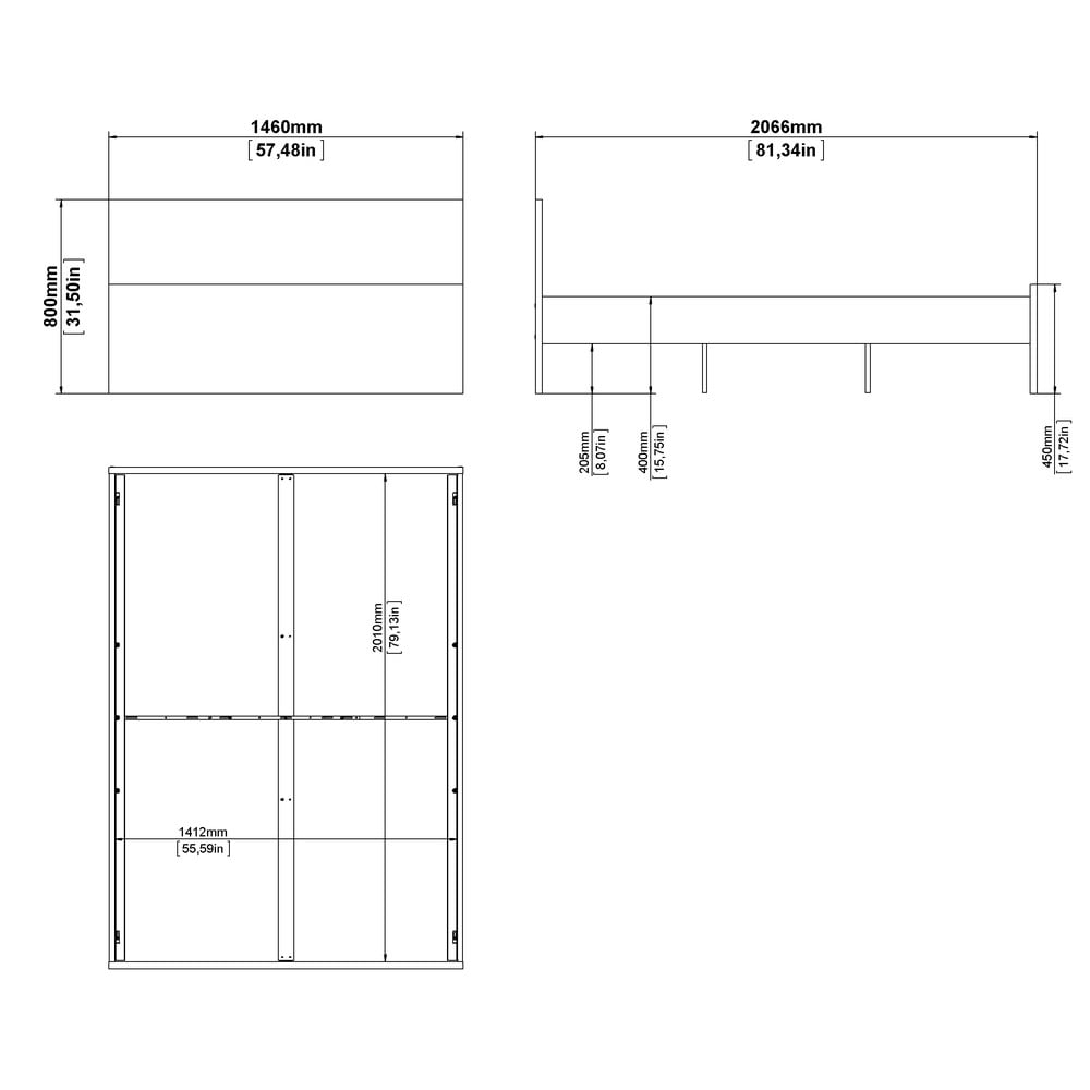 Białe łóżko dwuosobowe z płyty wiórowej bez stelaża 140x200 cm Naia – Tvilum (zdjęcie 8)