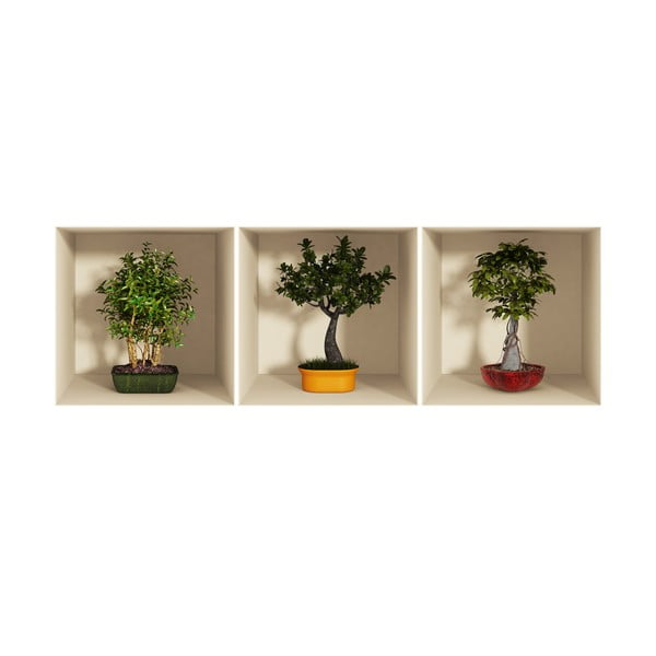 Zestaw 3 naklejek 3D Ambiance Bonsai Trees-image-2