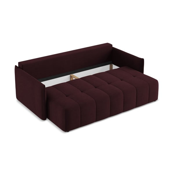 Bordowa rozkładana/ze schowkiem sofa 225 cm Moku – Makamii-image-3