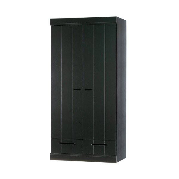 Czarna szafa z konstrukcją z drewna sosnowego WOOOD Connect, szer. 94 cm-image-3