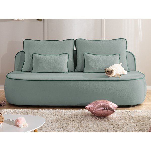 Morska/szaroniebieska aksamitna rozkładana/ze schowkiem sofa dla dzieci 210 cm Saga – Ropez-image-1