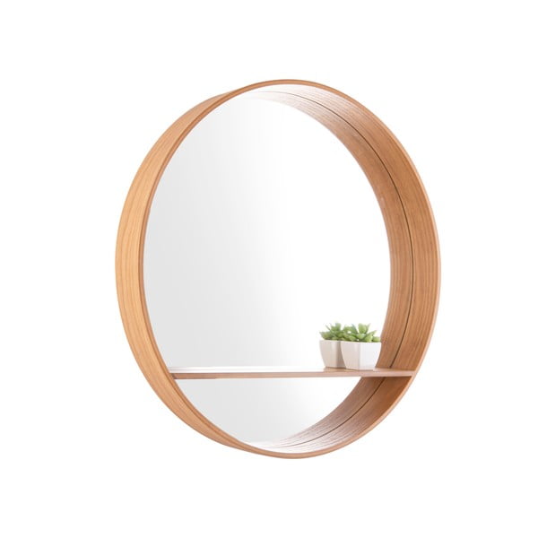 Lustro ścienne z drewnianą ramą  i półką ø 61 cm Sheer – PT LIVING-image-2