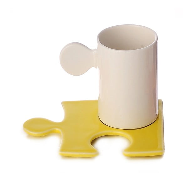 Porcelanowy kubek Puzzle White/Yellow