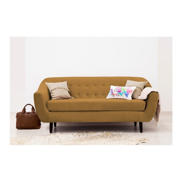 Ciemnożółta sofa 3-osobowa Vivonita Laurel