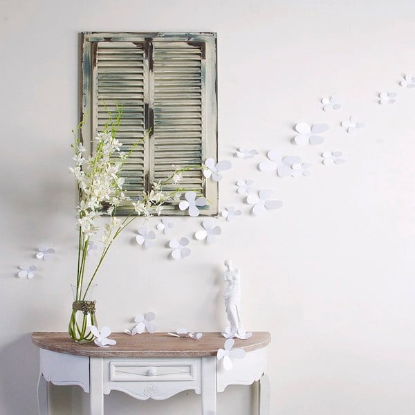 Zestaw 12 naklejek elektrostatycznych 3D Ambiance Flowers White -image-1