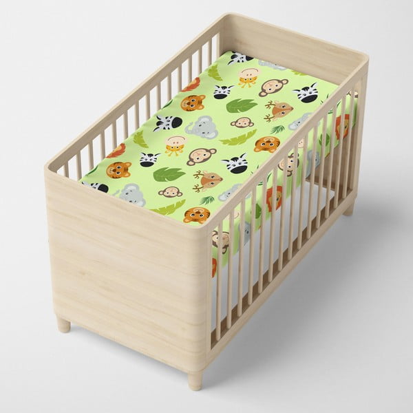 Zielone elastyczne bawełniane prześcieradło Mr. Fox Wild, 60x120 cm-image-3