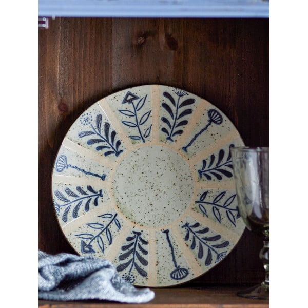 Jasnoniebiesko-kremowy kamionkowy talerz ø 21 cm Leonie – Bloomingville-image-2