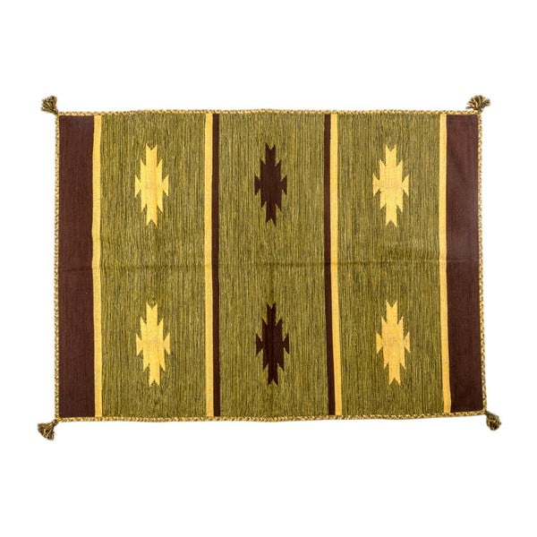 Zielony dywan ręcznie tkany Navaei & Co Kalush Kilim 116, 200x140 cm