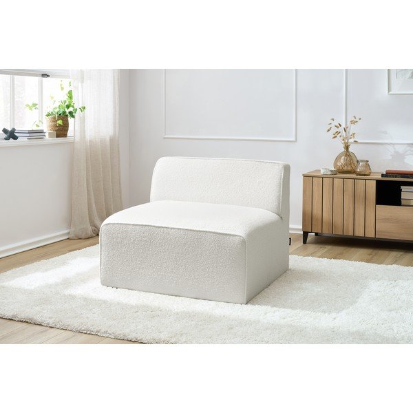 Biały moduł sofy z materiału bouclé (moduł środkowy) Megeve – Bobochic Paris-image-1