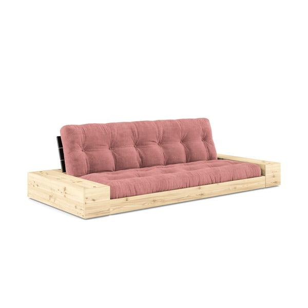 Różowa sztruksowa rozkładana sofa 244 cm Base – Karup Design