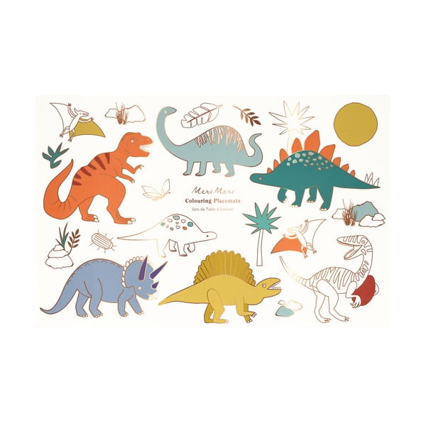 Papierowe maty stołowe zestaw 8 szt. 28x42.5 cm Dinosaurs – Meri Meri