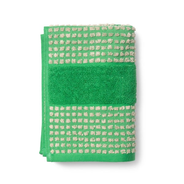 Zielono-beżowy ręcznik kąpielowy z bawełny organicznej 70x140 cm Check – JUNA