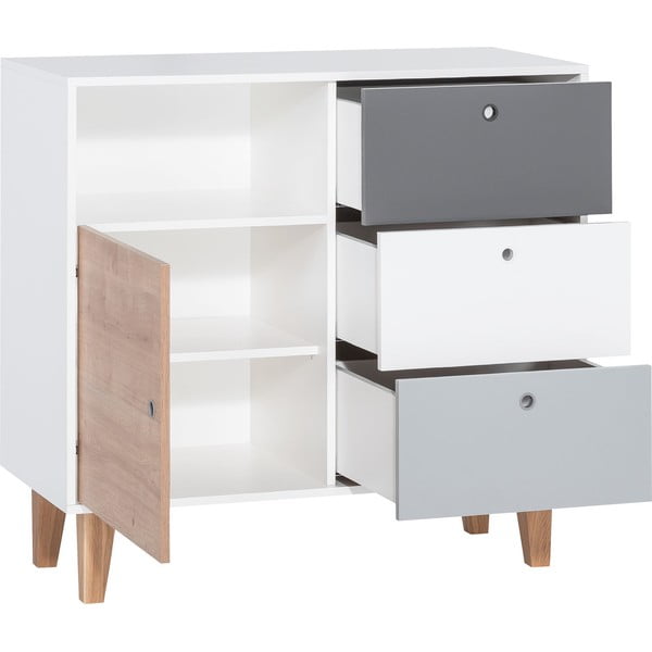 Biało-szara komoda z żółtym detalem Vox Concept-image-2