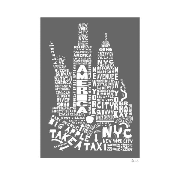 Plakat New York Grey&White, 50x70 cm