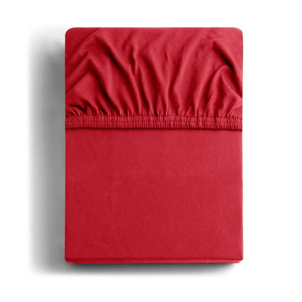 Czerwone prześcieradło elastyczne z mikrowłókna DecoKing Amber Collection, 180/200x200 cm