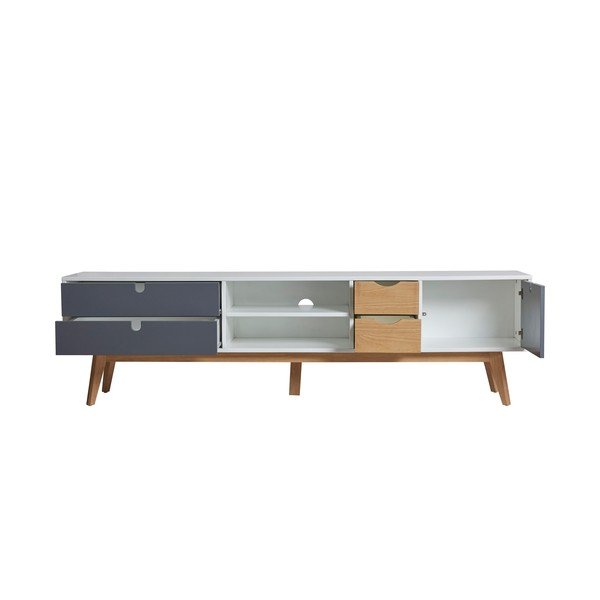 Szafka pod TV z szarymi szufladami Marckeric Mila, 180x37 cm-image-4