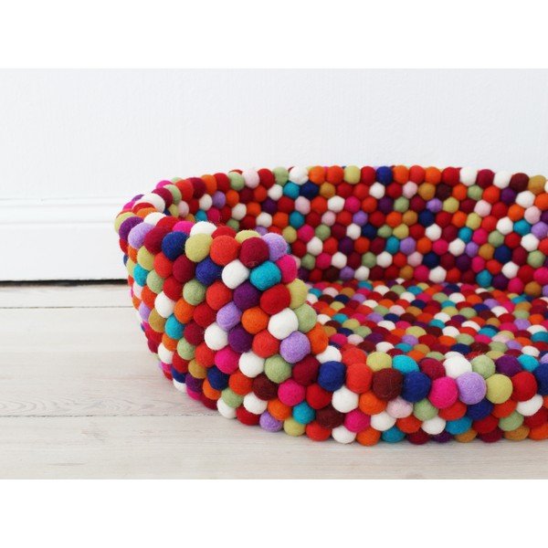 Ciemnoczerwone kulkowe wełniane legowisko dla zwierząt Wooldot Ball Pet Basket, 40x30 cm-image-1