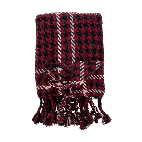 Czerwony świąteczny pled z domieszką bawełny Bloomingville Rivel, 150x130 cm-image-2