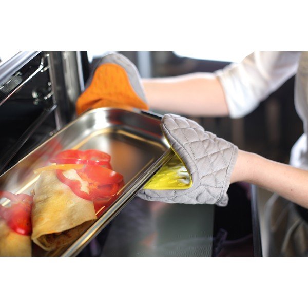 Żółto-szara bawełniana rękawica kuchenna z silikonem Vialli Design-image-1